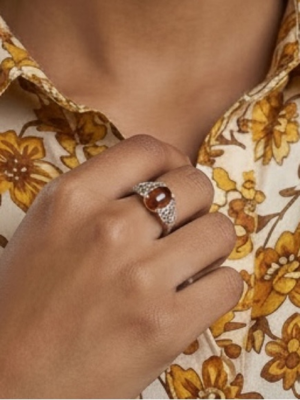 Vintage Southwestern Baltic Amber Marcasite Sterling Silver Women’s Size 7 Ring